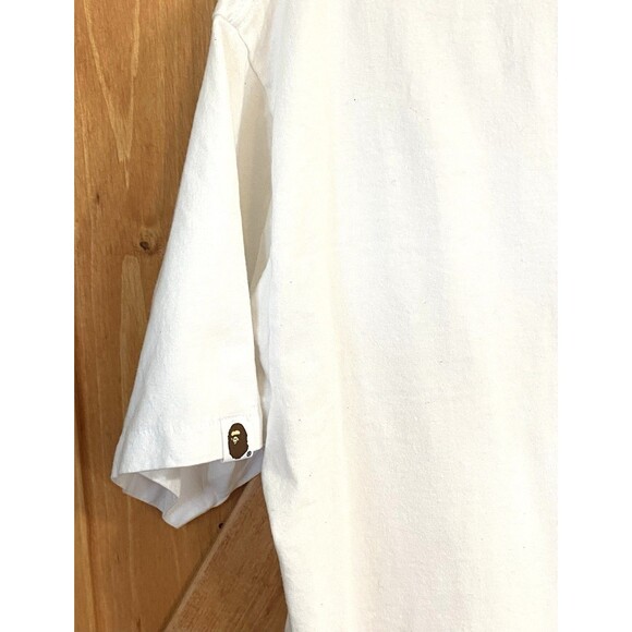 A Bathing Ape BAPE Hexagram College Tee White Blue Mens Large T-Shirt - Picture 5 of 12